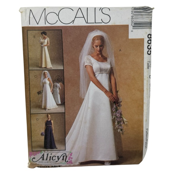 McCall's Dresses & Skirts - McCall's Alicyn Exclusives Wedding Dress Pattern #8635 Size B (8, 10, 12) Sewing